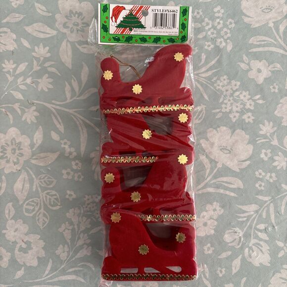 country silk by misco flocked sleigh Christmas tree Holiday ornaments 4 Pack - Picture 2 of 5